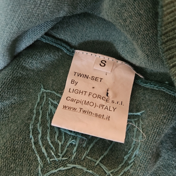 Twinset Milano Teal Beaded Cardigan Size Small - Picture 5 of 8